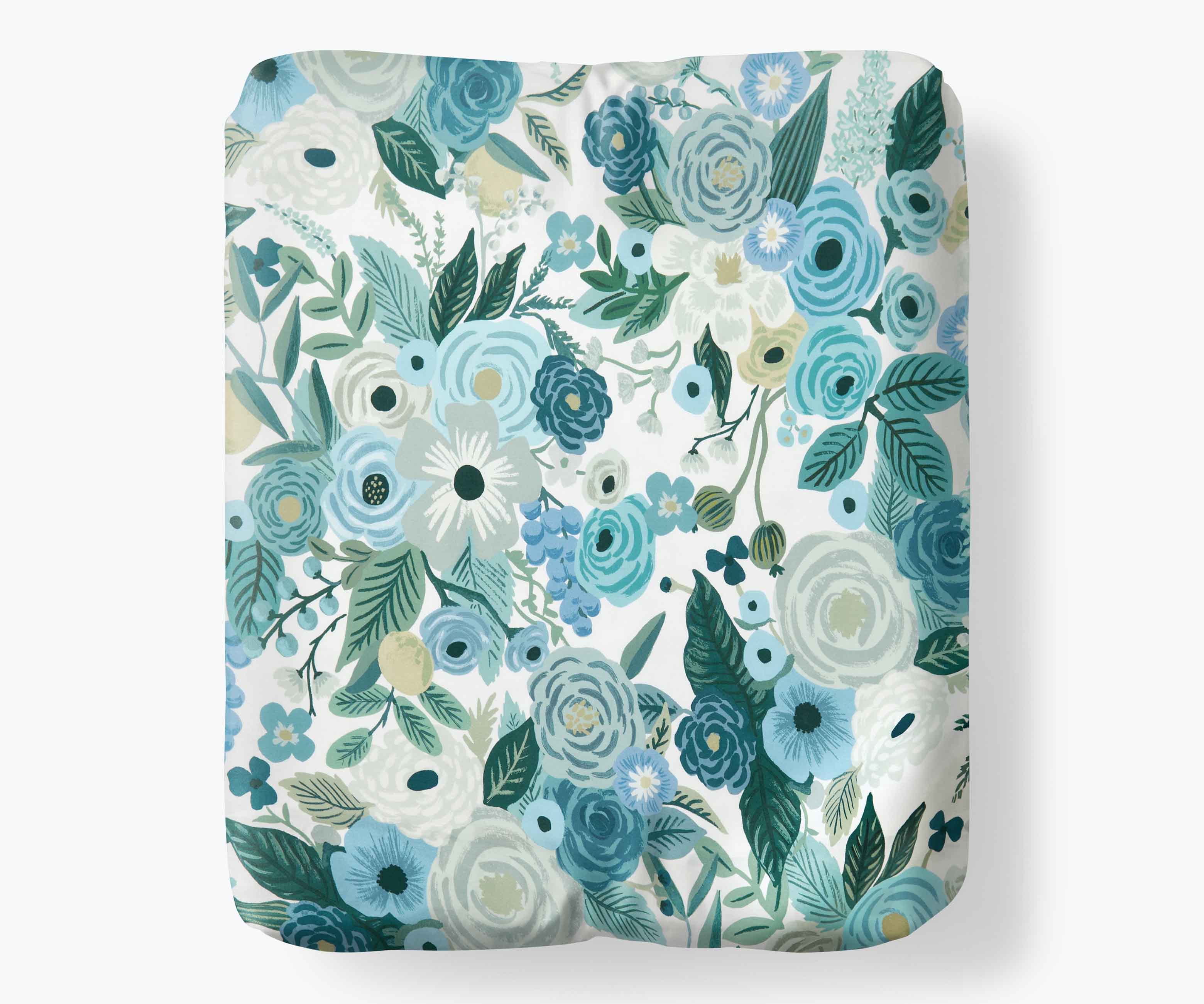 Percale Fitted Sheet - Garden Party Blue