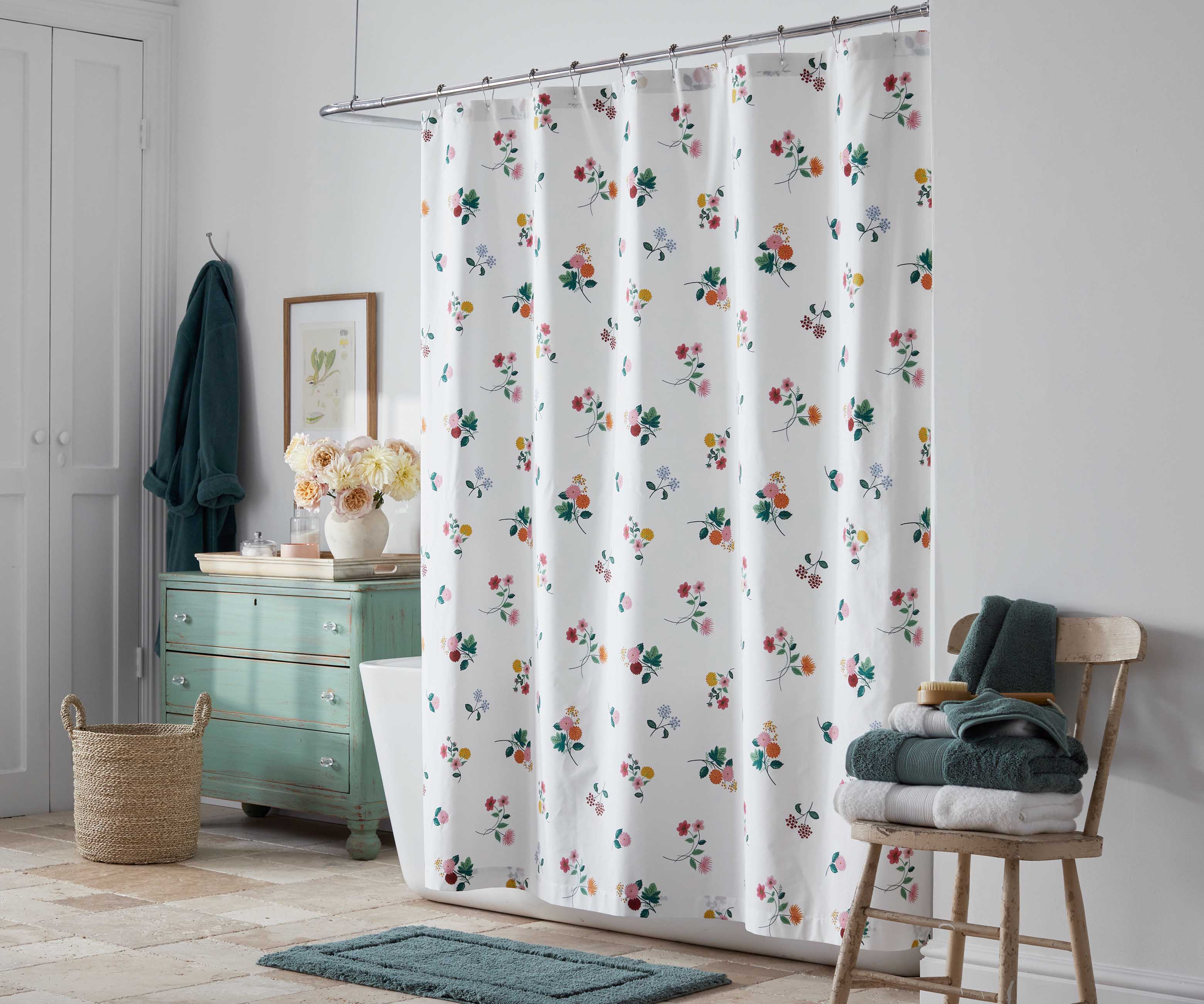 Percale Shower Curtain - Ditsy Dahlia