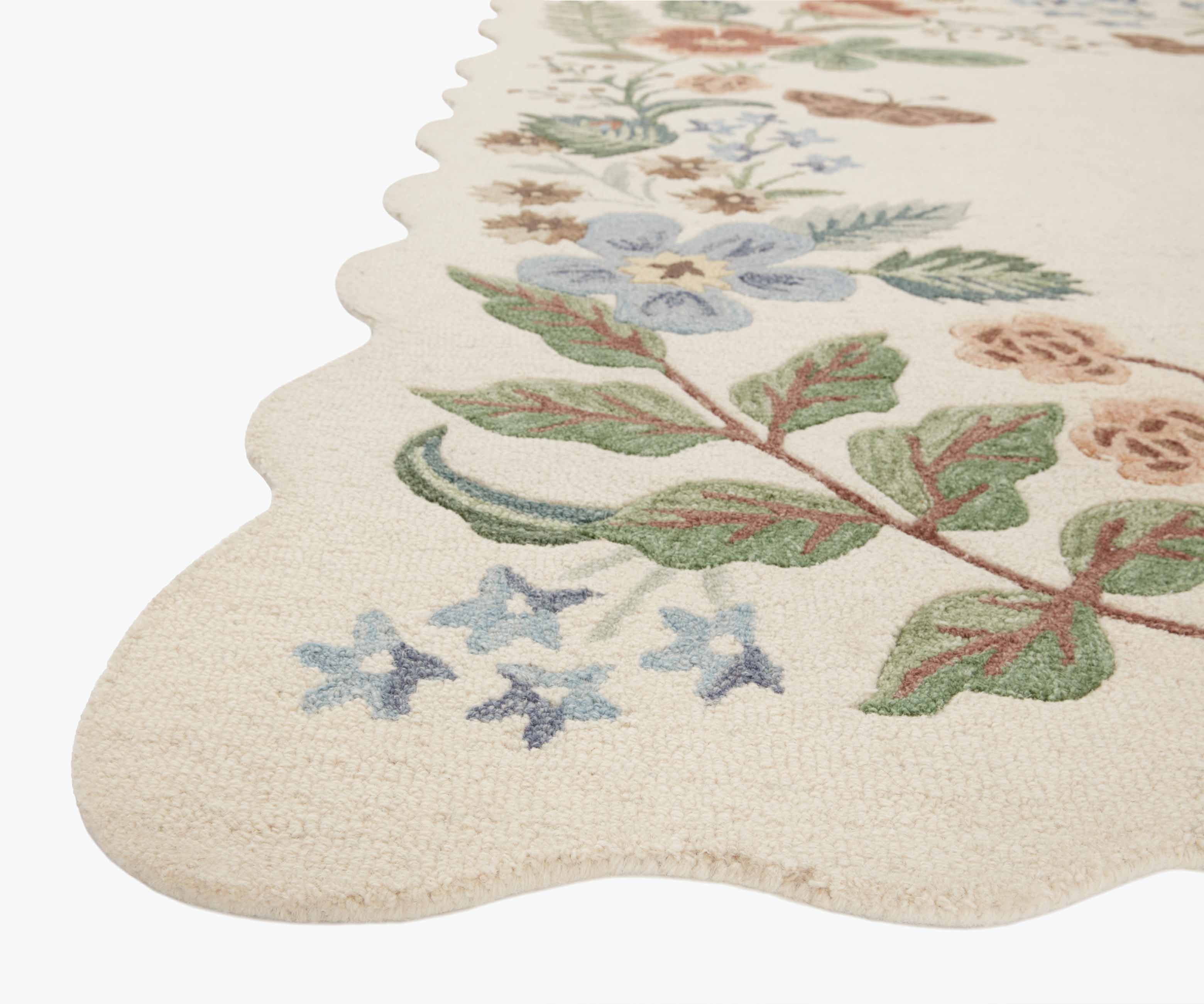 Strawberry Fields Wool-Hooked Rug - Cream