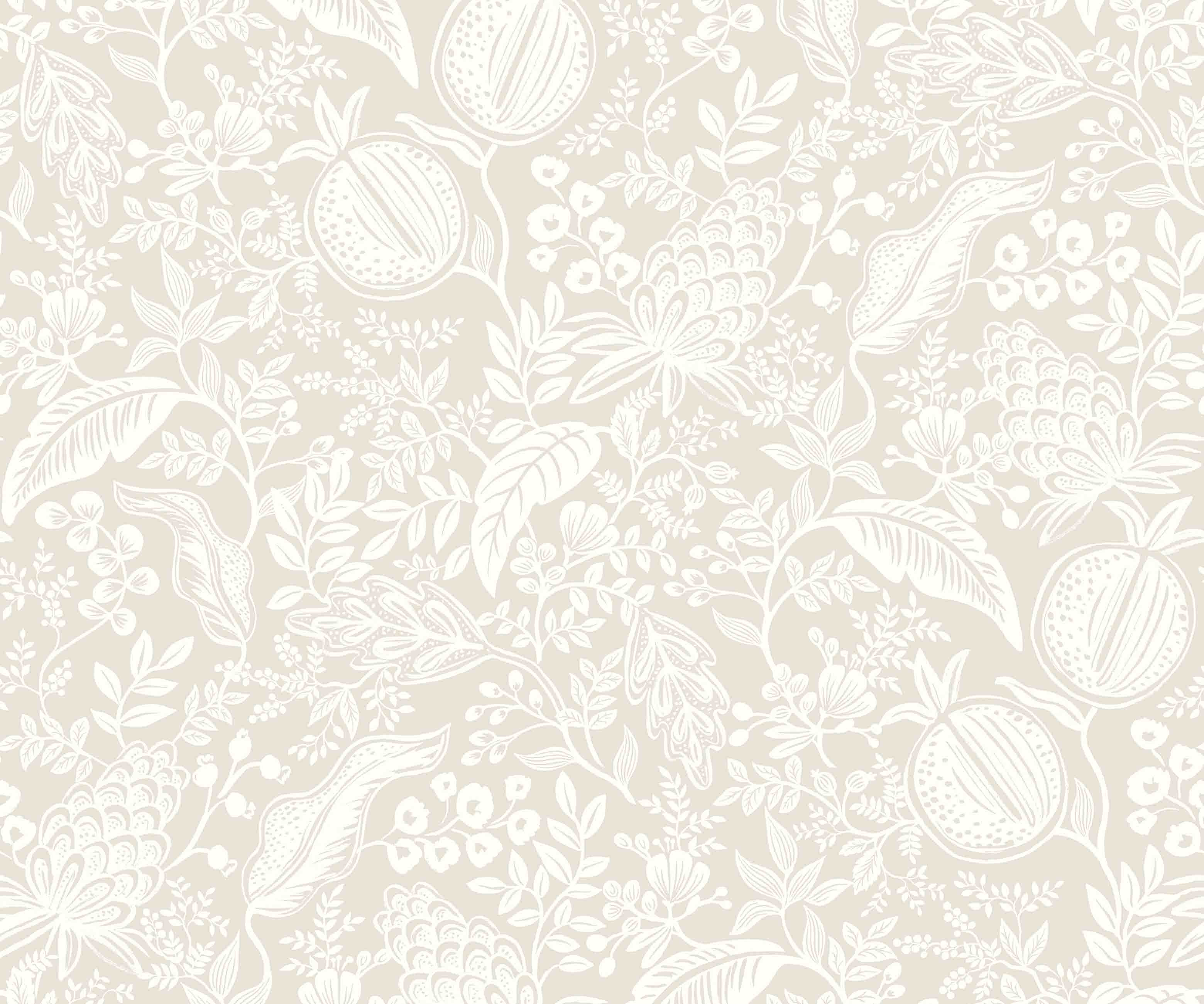 Pomegranate Wallpaper - Beige & White