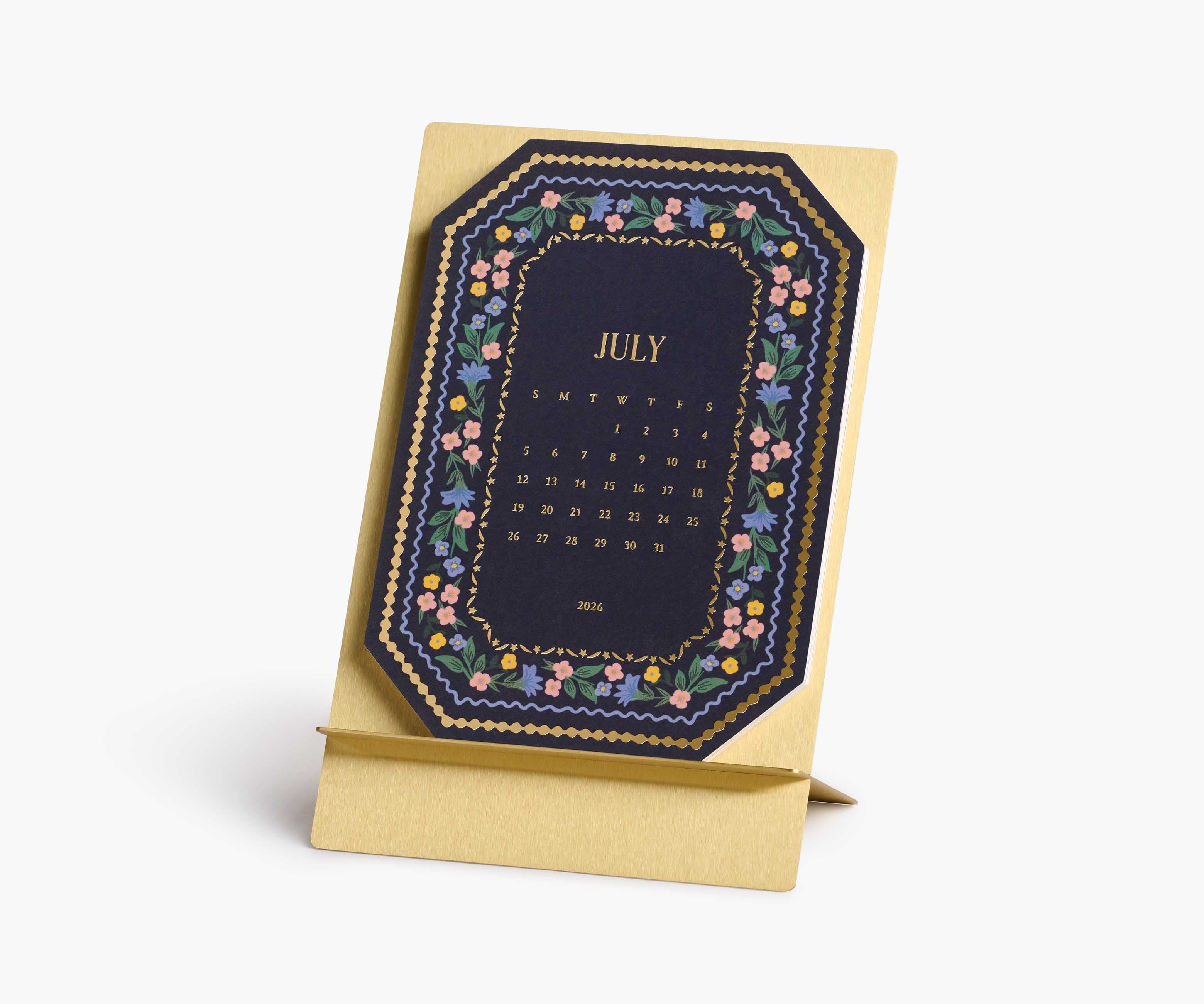 2026 Brass Easel Desk Calendar - Wildwood