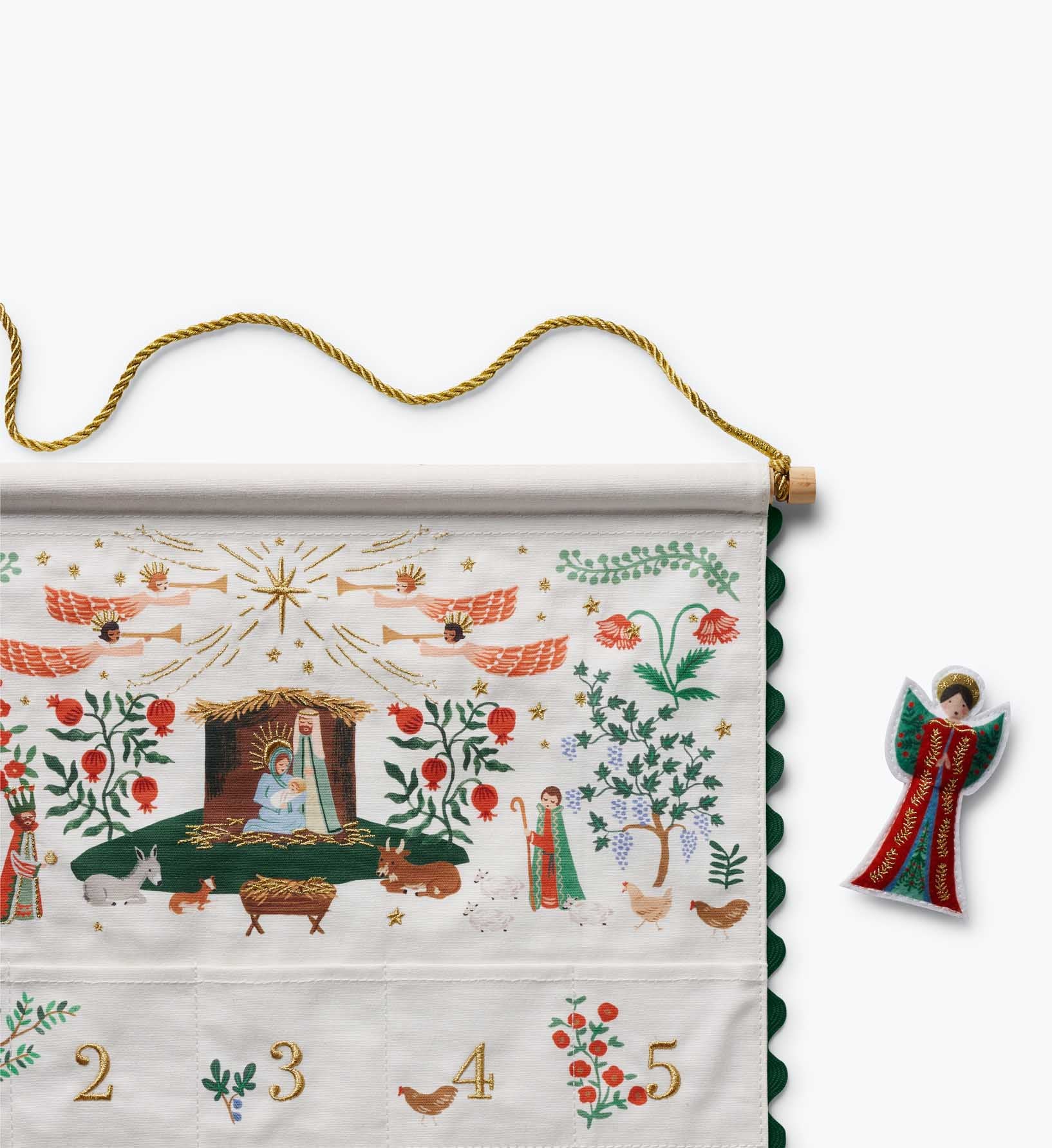 Embroidered Hanging Advent Calendar - Nativity