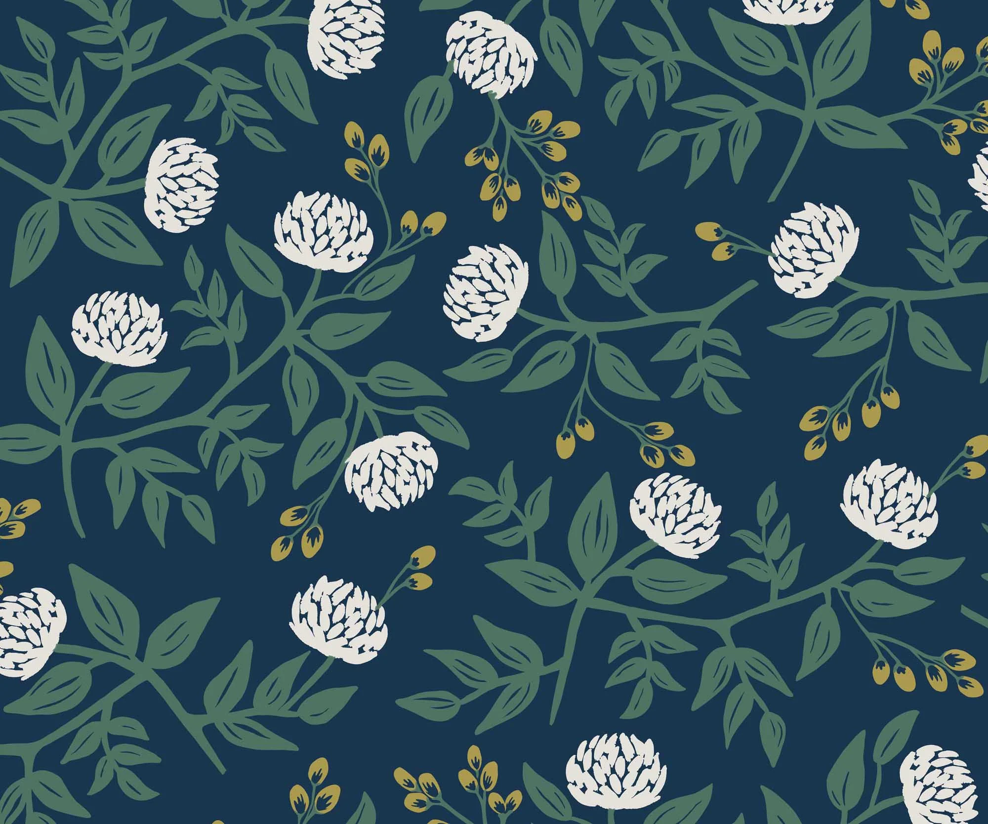 Peonies Wallpaper - Navy
