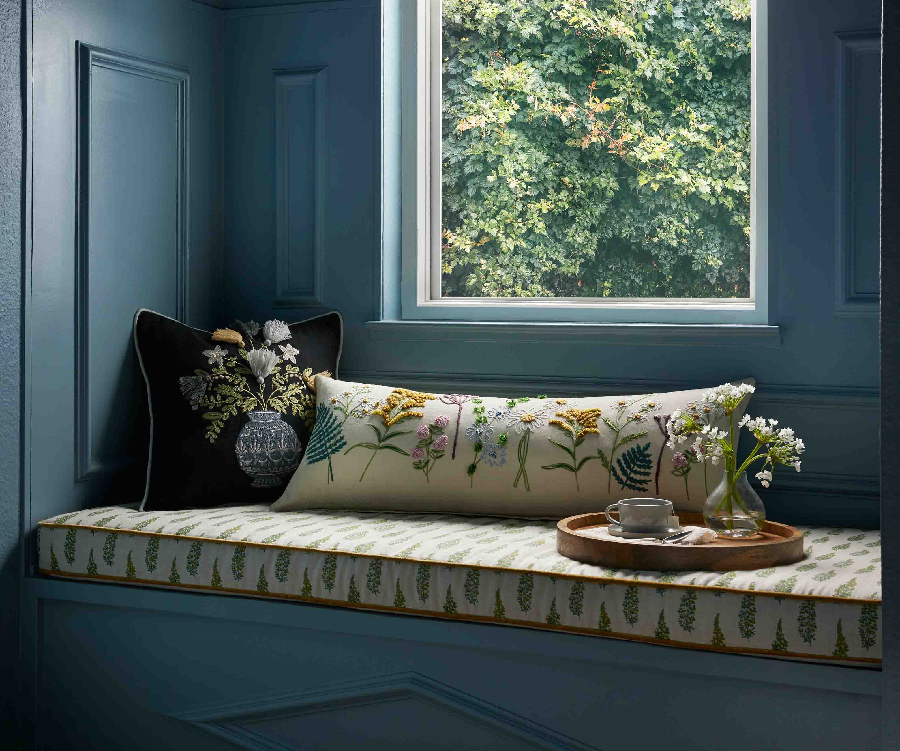 Vase Study No. 5 Embroidered Pillow - Black