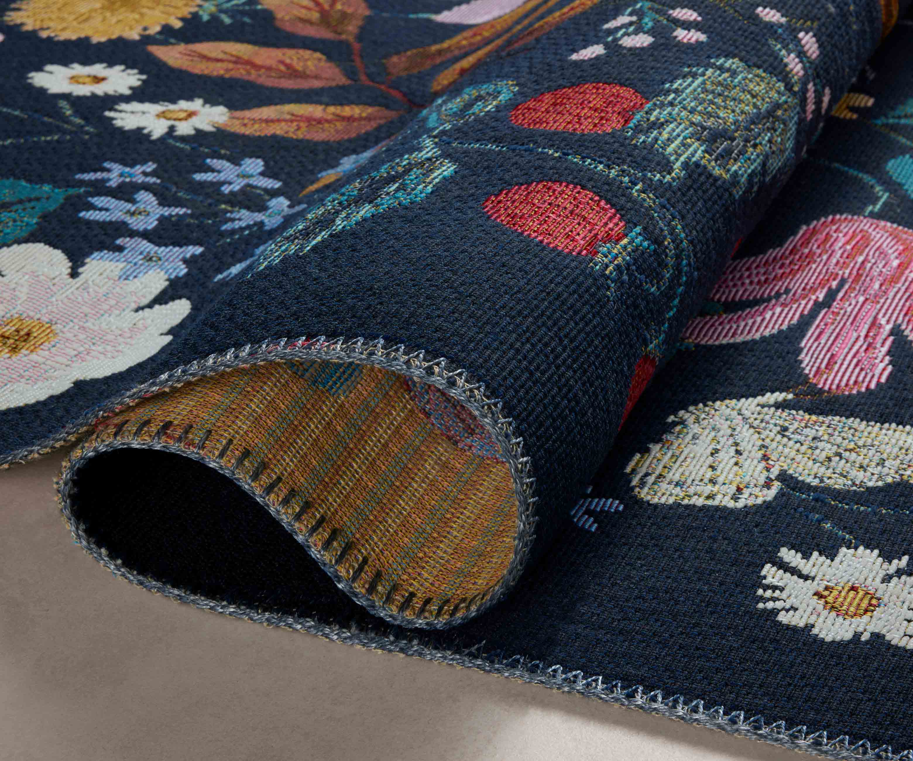 Perennial Strawberry Fields Power Loomed Rug - Black